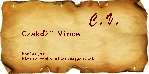 Czakó Vince névjegykártya